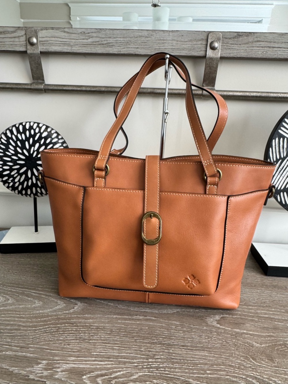 Patricia Nash Alanya Leather Tote Bag in Cognac Brown - Picture 2 of 15